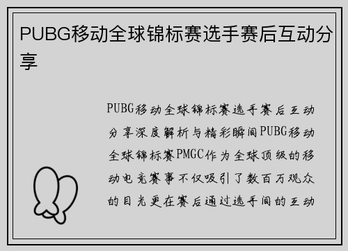 PUBG移动全球锦标赛选手赛后互动分享