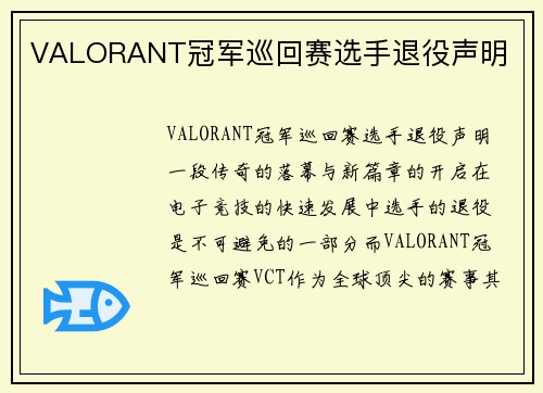 VALORANT冠军巡回赛选手退役声明